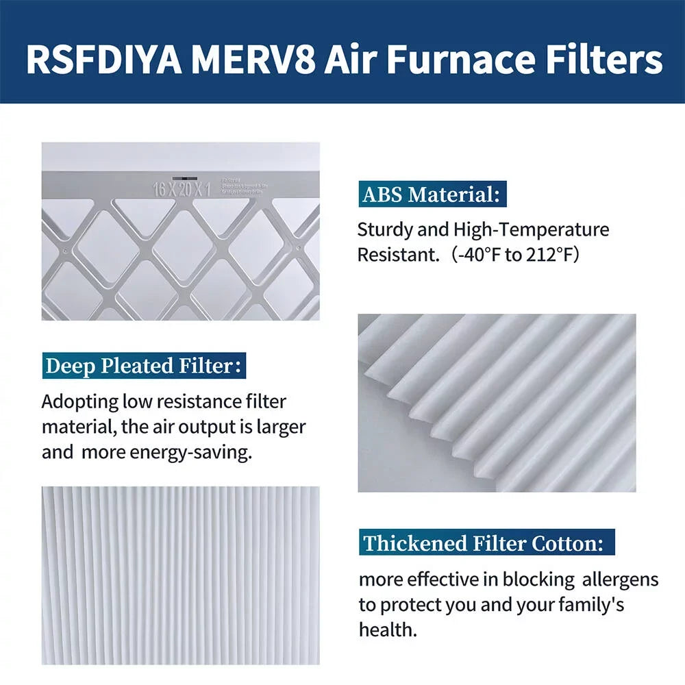 RSFDIYA Air Filter 16x25x1; 6-Pack MERV13 MPR 1800 HVAC AC Furnace Reusable Air Filters