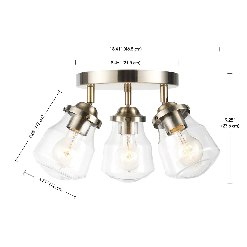 Globe Current-activated Gerard 3-Light Antique Brass Track Lighting Canopy Light with Clear Glass Shades; Bulbs Included; 59761