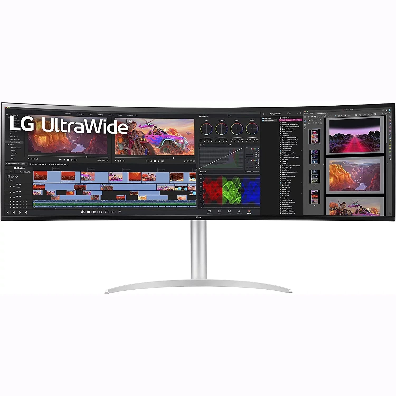 Open Box LG 49WQ95C-W 49" 32:9 Curved UltraWide DQHD (5120 x 1440) Nano IPS Monitor; NVIDIA G-SYNC Compatible & AMD FreeSync Premium Pro; HDMI 2.1 and USB Type-C; Tilt/Height/Swivel Adjustable