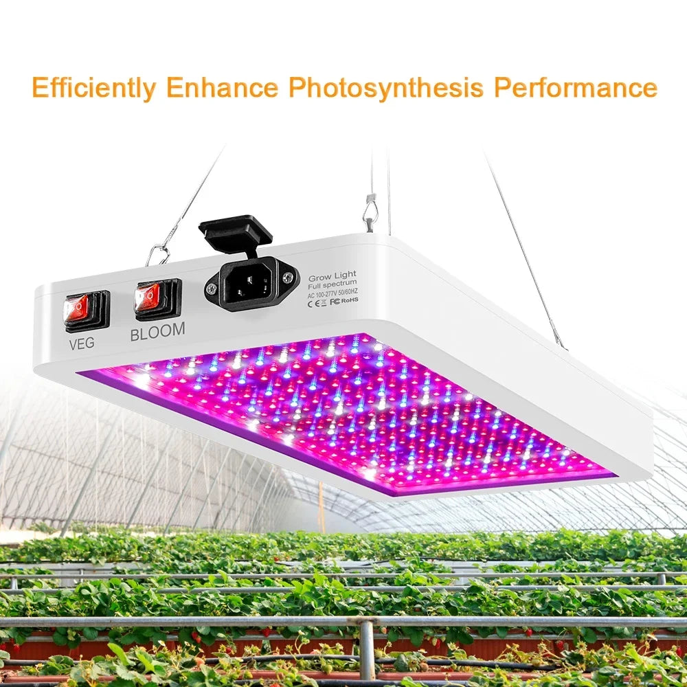 Htovila 2000W LED Grow Light for Indoor Plants 312 LEDs Full Spectrum Veg and Bloom Dual Switch IP65 Fluidproof Hanging Plant Growing Lamps for Seedlings Flowers Greenhouse