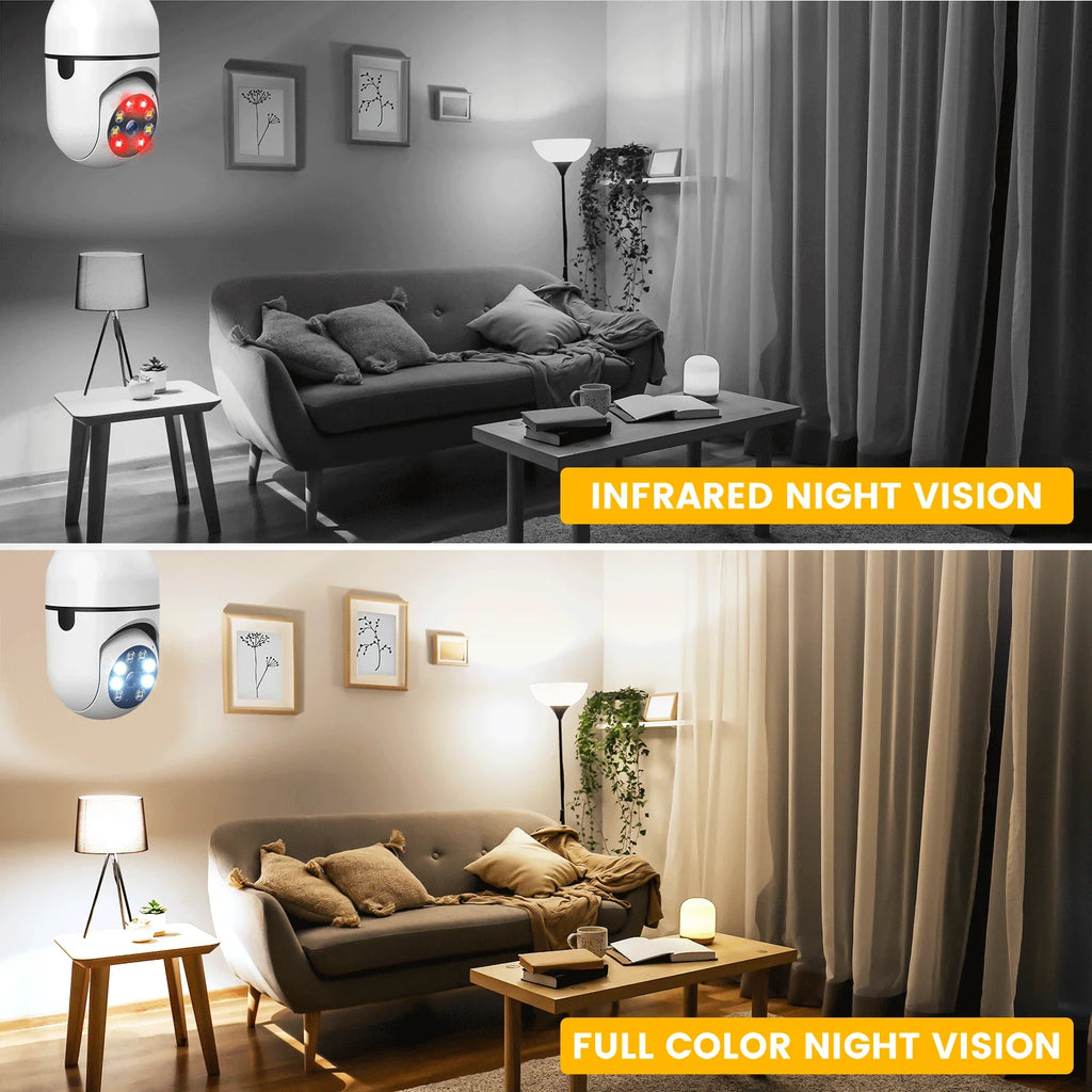 TOGUARD E27 1080P Light Bulb Camera 2.4G Wifi Dome Security Camera Wireless Outdoor; 2-Way Audio Color Night Vision 360° IP Camera with Motion Detection Remote Access (2PCS)