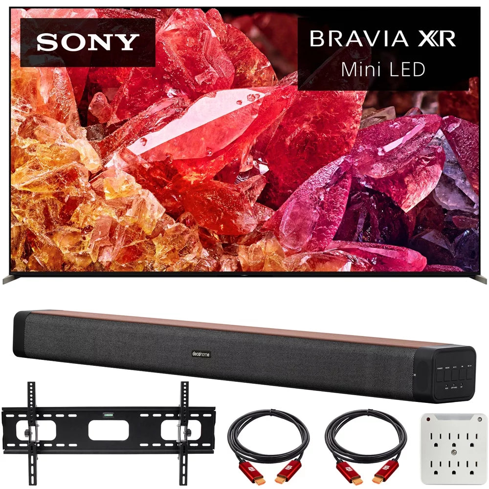 Sony XR85X95K 85" BRAVIA XR X95K 4K HDR Mini LED TV with smart Google TV (2022 Model) Bundle with Deco Home 60W 2.0 Channel Soundbar; 37"-100" TV Wall Mount Bracket Bundle and 6-Outlet Surge Adapter