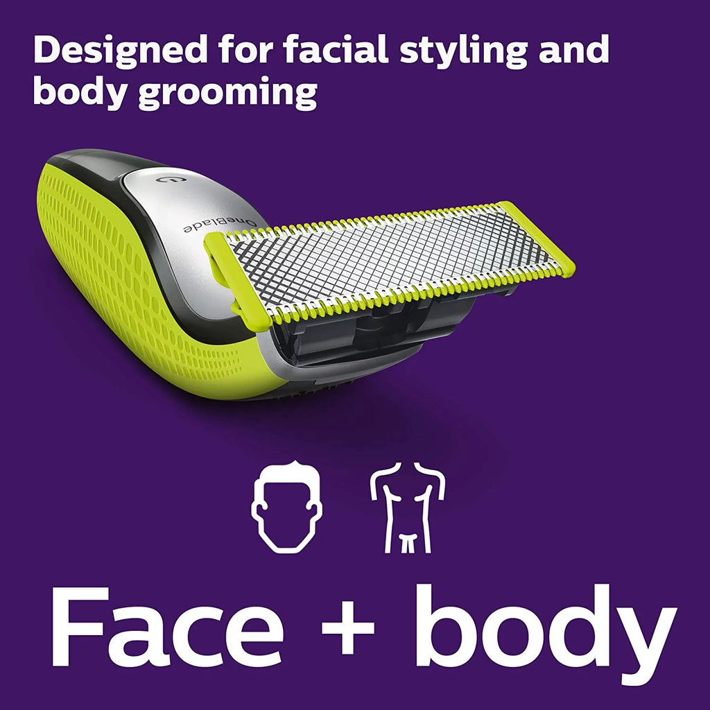 Philips Norelco OneBlade Face + Body Hybrid Current-activated Trimmer and Shaver QP2630/70 - Black; Green; & Silver