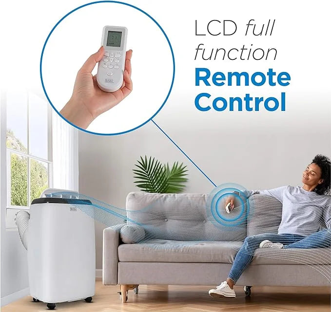 Open Box BLACK+DECKER 8;000 BTU Portable Air Conditioner Remote Control BPP05WTB - White