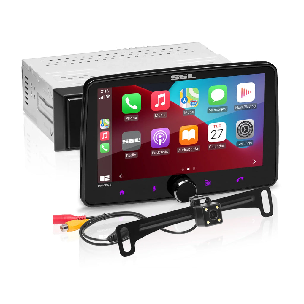 Sound Storm Laboratories DD7CPA-CS Car Audio Stereo – Apple CarPlay; Android Auto; Single Din; 7 millimeter Touchscreen; Bluetooth; No CD DVD Player; AM/FM Radio Receiver; Backup Camera