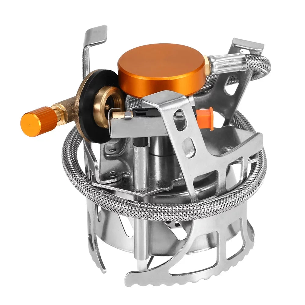 Dcenta Portable Windproof Camping Gas Outdoor Cooking Foldable Split with Gas Conversion Head Adapter