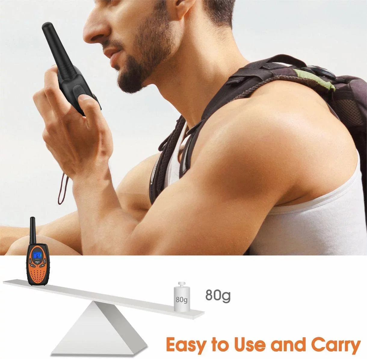 Two Way Radios for Adults; FRS Walkie Talkie Long Range /Hands Free Walki Talki with Noise Cancelling for Women Kids Camping Hiking Cruise Ship (Orange 2 in 1)