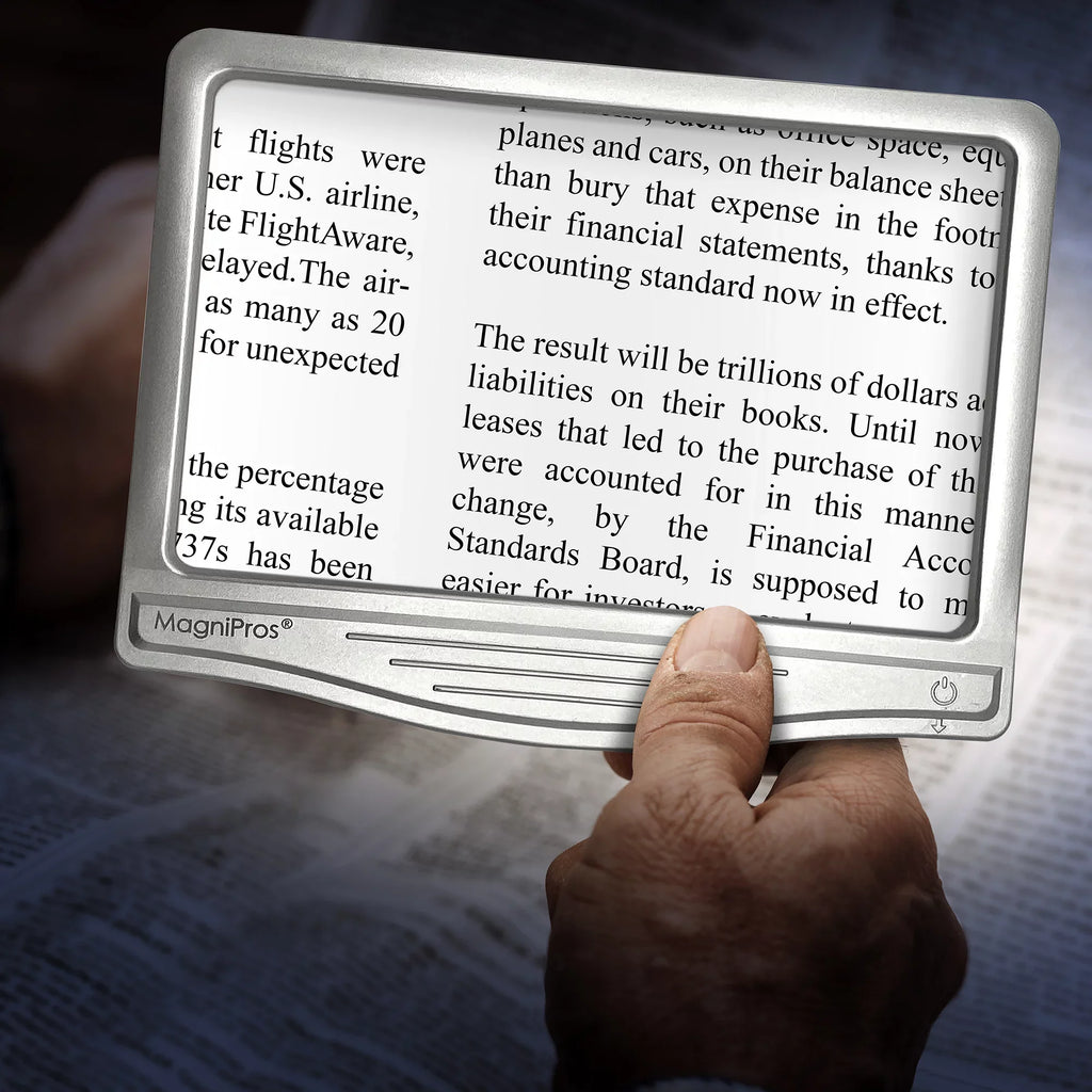 MagniPros 5X Large LED Page Magnifier for Reading & Anti-Glare Lens to Reduce Eye Strain-Perfect for Small Print; Aging Eyes; Low Vision & Seniors