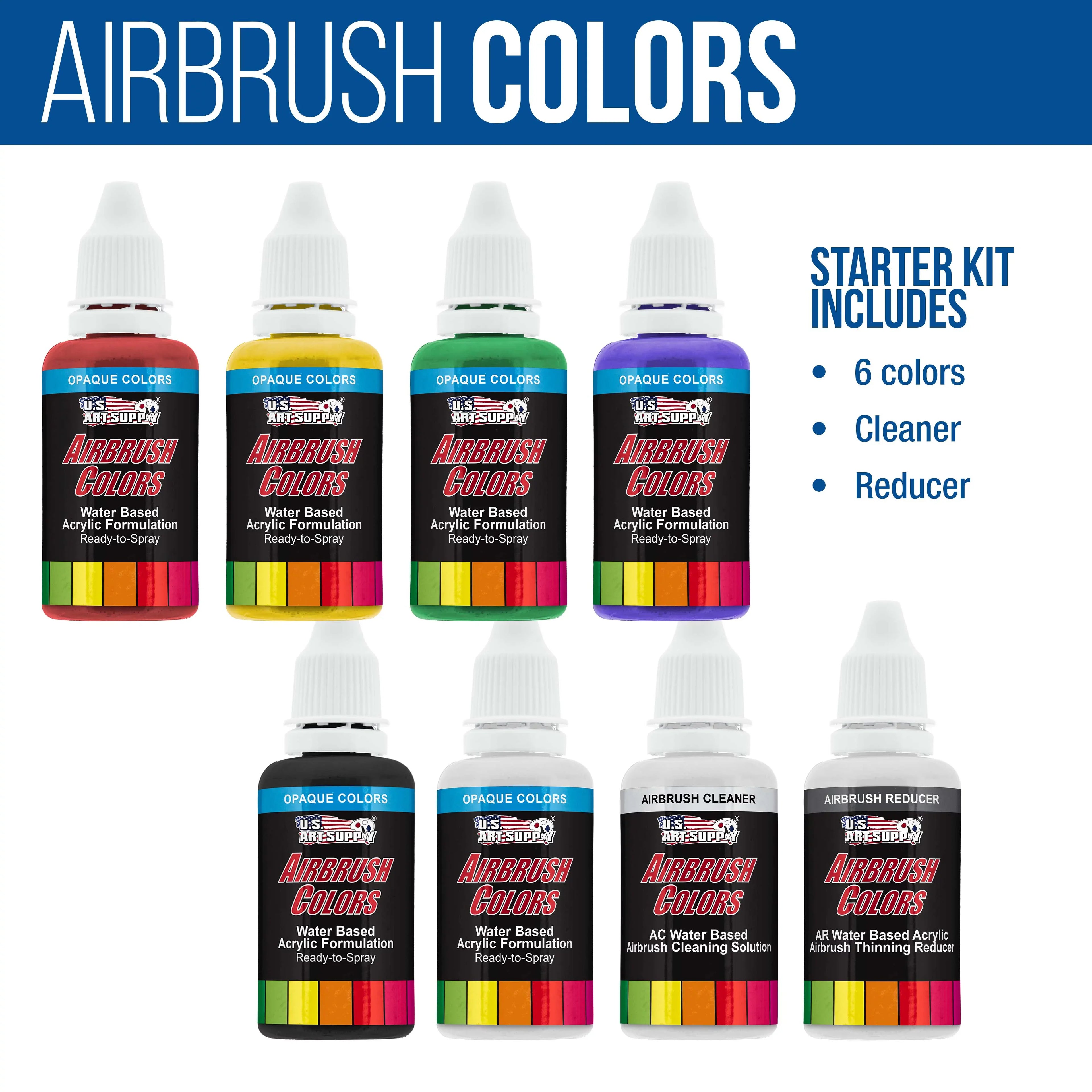 Master Airbrush Dual Exhaust Air Storage Tank Compressor Kit with Gravity Feed Airbrush; 6 Color Acrylic Paint Artist Set