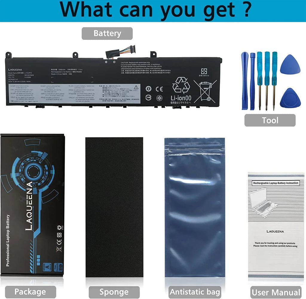 LAQUEENA L17C4P72 Laptop y Compatible with Lenovo ThinkPad X1 Extreme 1st Gen/2nd Gen ThinkPad P1 1st Gen/P1 Gen