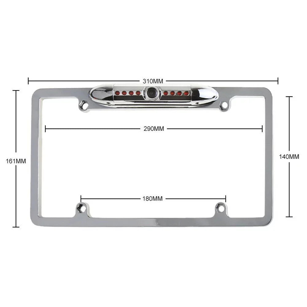 Absolute CAM2100S Chrome License Plate Frame Backup Camera Night Vision Car Rear View Camera with 8 Bright LEDs 170° Viewing Angle Fluidproof Backup Camera Vehicle Universal Reversing Assist Security