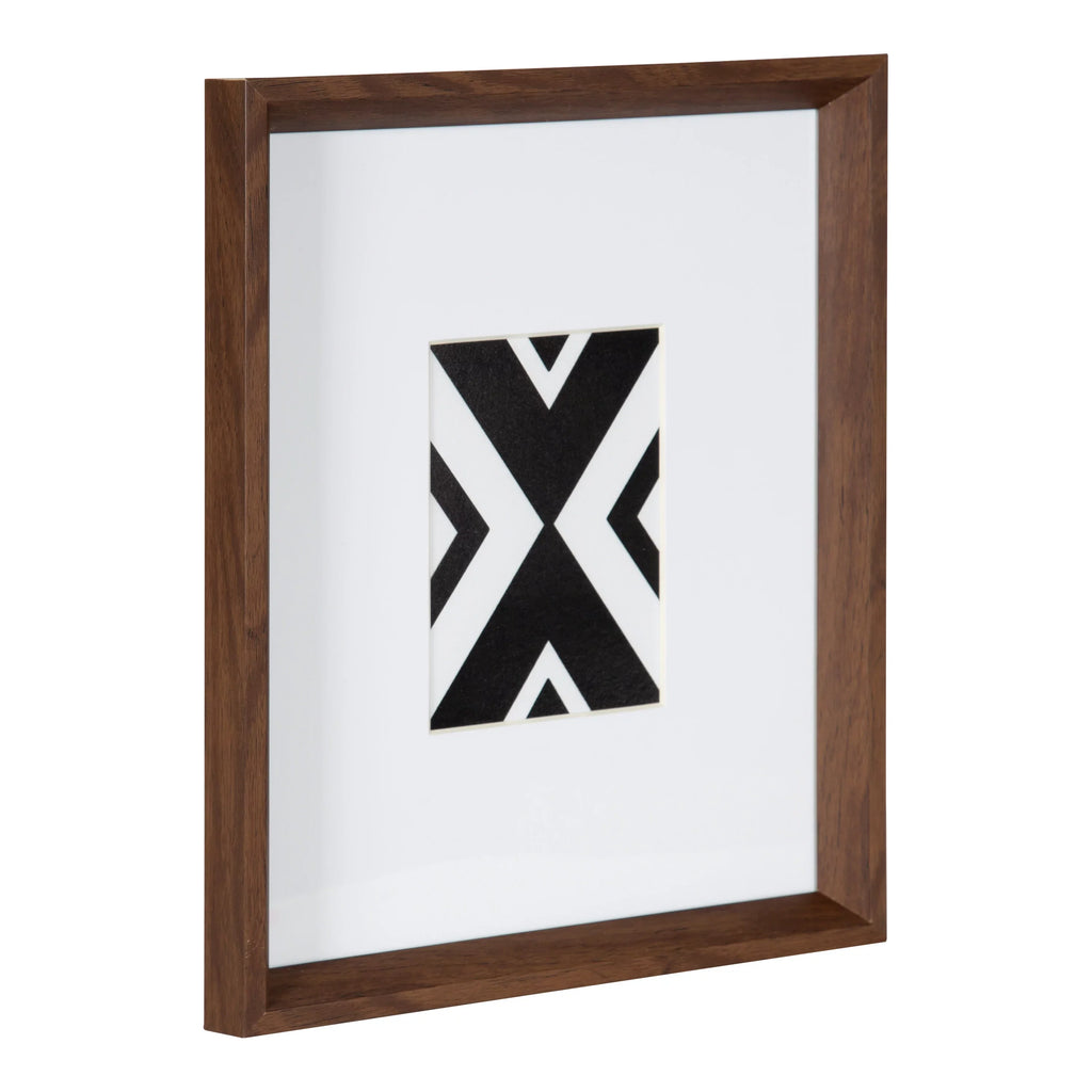 Kate and Laurel Calder Modern Framed Abstract Art Prints; Set of 6; Walnut Brown; Mid-Century Wall Decor for Display