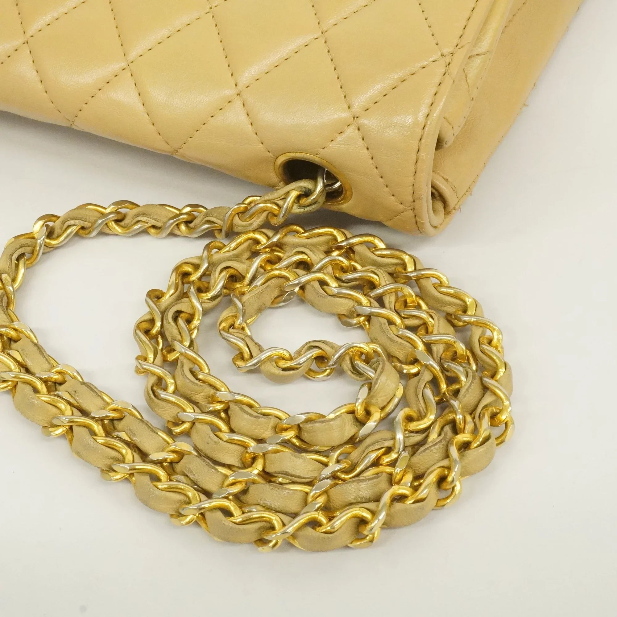 Authenticated Used Auth Chanel Matelasse Single Chain Women's Leather Shoulder Bag Beige
