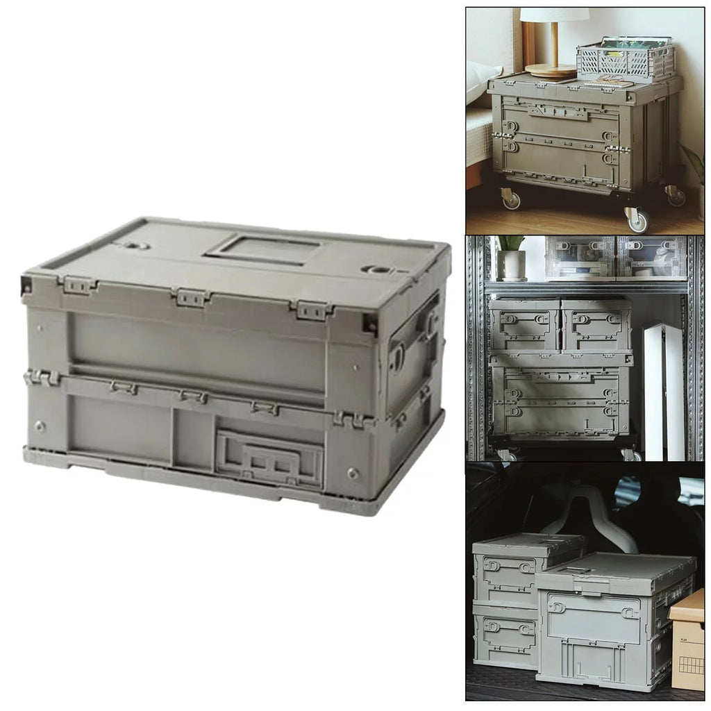Storage Box Versatile Storage Bins Collapsible Crate Trunk Organizers Multifunctional Storage Containers Gray Green; 41x29.5x22cm