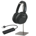 Sony WHULT900N-B ULT Noise Cancelling Headphones (Black) Bundle with Gear 4-Port USB 3.0 Hub; Gear Metal Alloy Headphone Stand (3 Items)