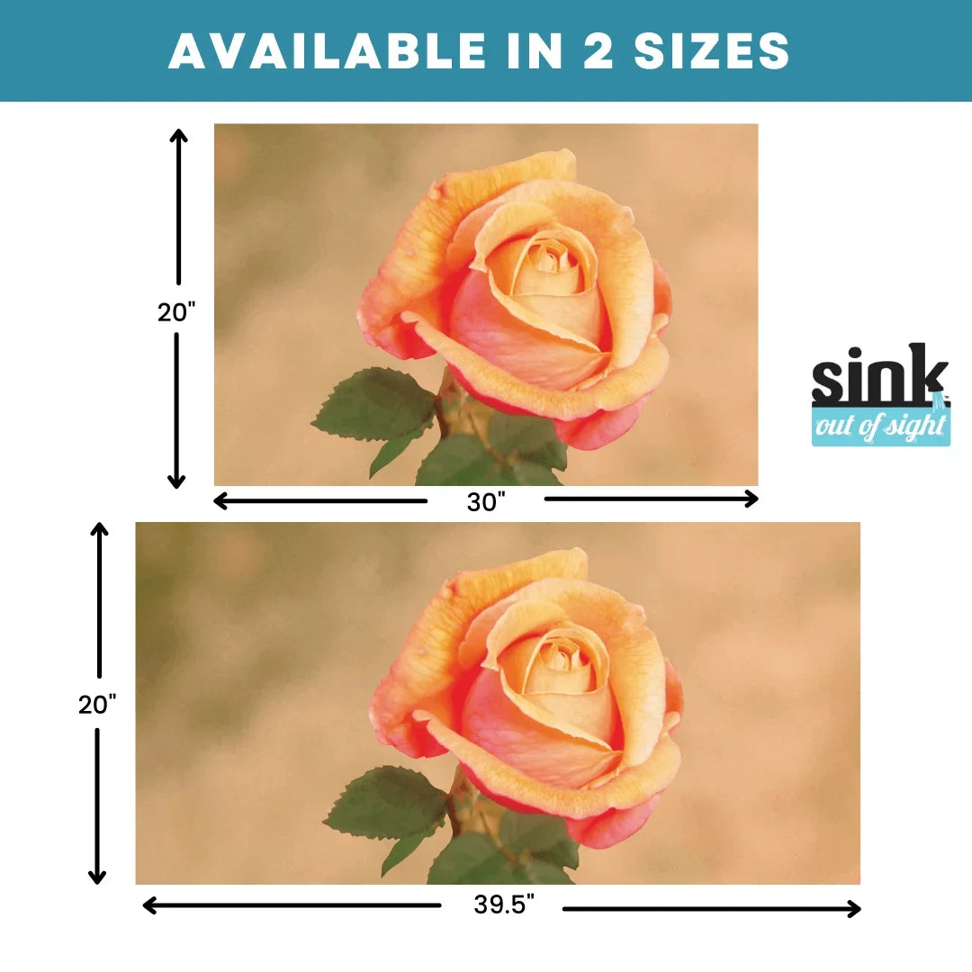 Sink Out of Sight- Home Décor Kitchen Sink Cover; Hot/Cold Liquids and Debris pass through cover; 5 Designs; 2 adjustable sizes. Design: Jenny's Rose Size 39.5"X20" for double sink coverage -SK2-JR2-a