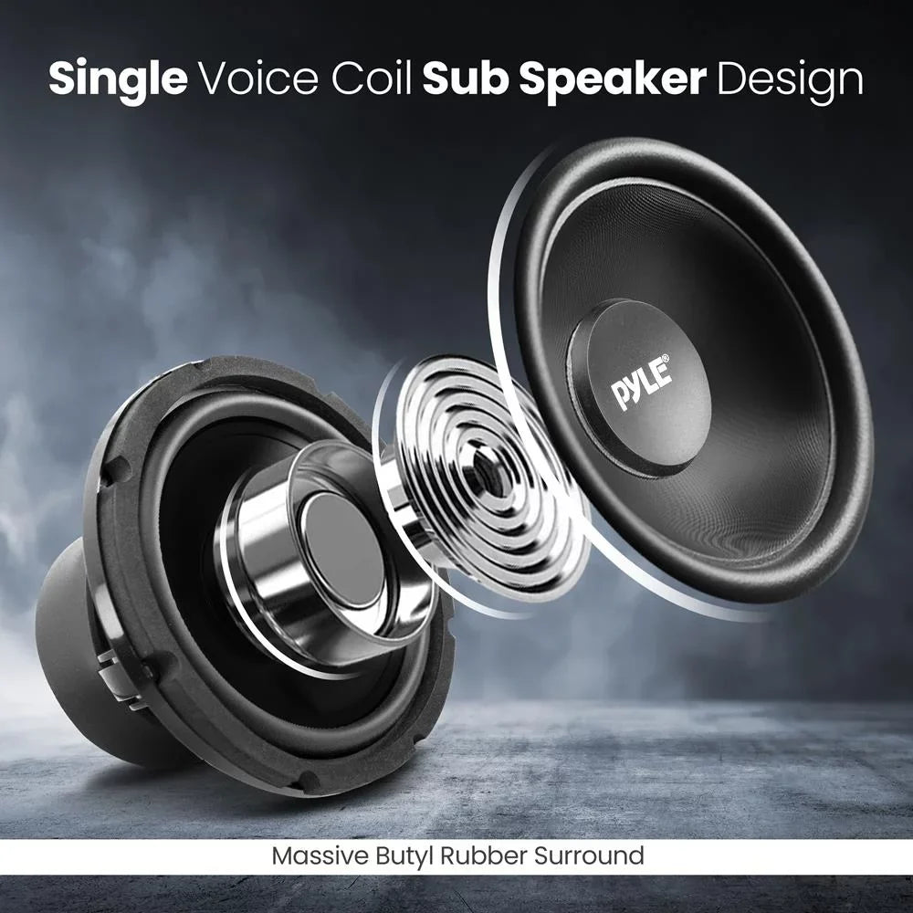 Pyle Single Voice Coil Car Subwoofer - 8 millimeteres; 200 Watts at 4-Ohm Car Audio Powered Subwoofer
