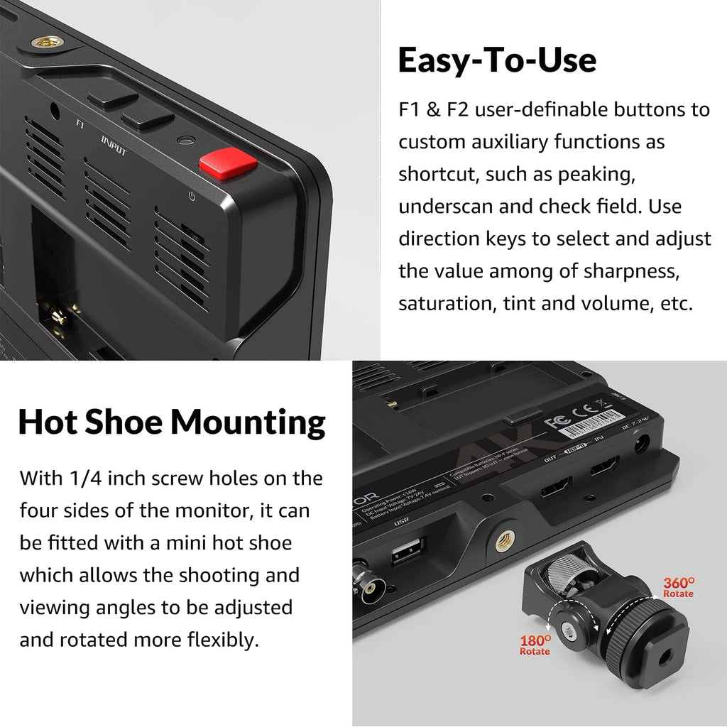 LILLIPUT H7S 7 foot 4K Ultra Brightness On- Monitor with Full HD Resolution 1800nit Sunlight Viewable 4K- & 3G-SDI Input Output Support HDR 3D-LUT Functions for Taking Photos & Creating Movi