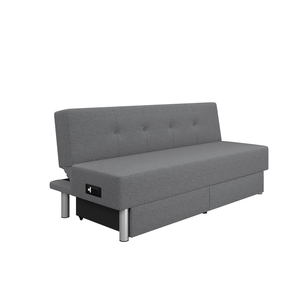 Serta Windsor Futon with Storage and Power; Gray Fabric