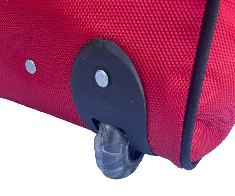 Rolling Duffel Bags 2x 28" Large Adjustable 60 Lb Capacity each with Wheels + Shoulder 20" Duffle Bag Set; Upright Rolling Travel Duffle Bag with Multi Pockets Lightweight Luggage (Red)