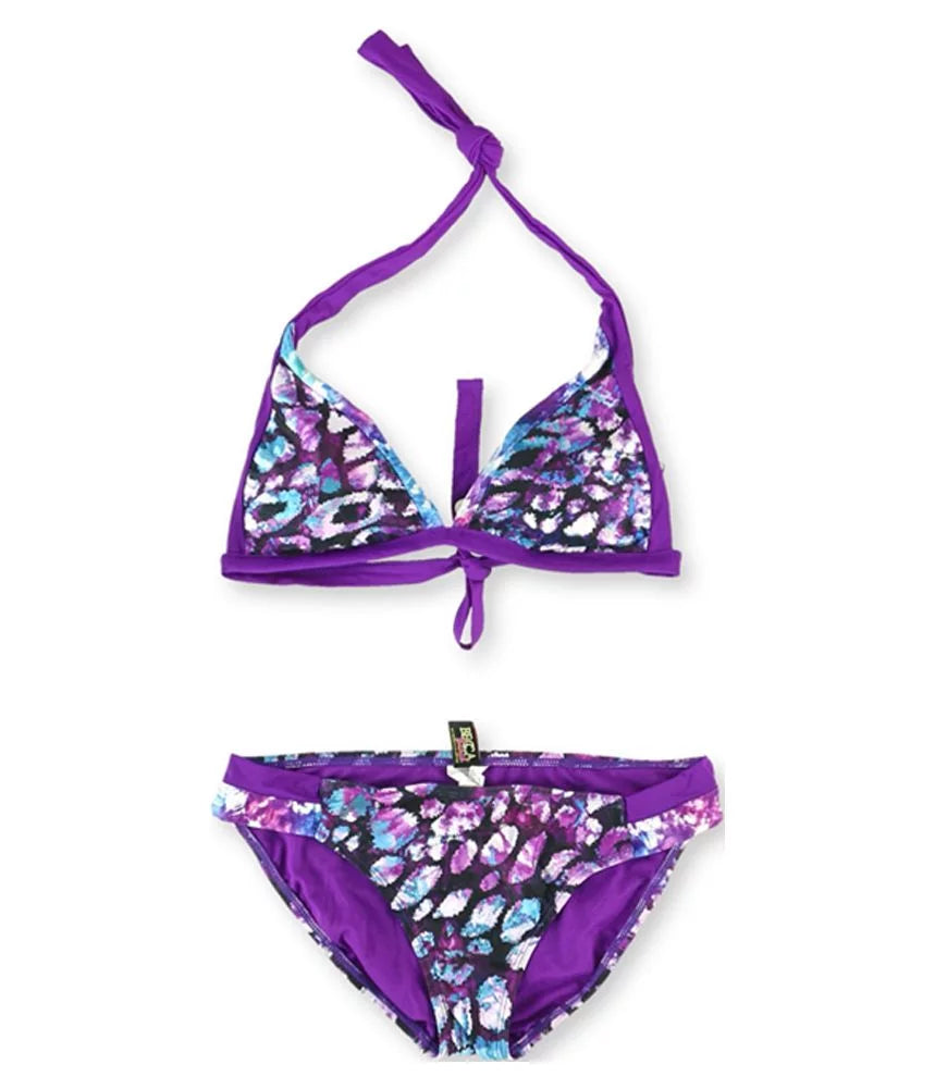 Becca Womens Reversible Side Tab 2 Piece Bikini; Purple; Medium