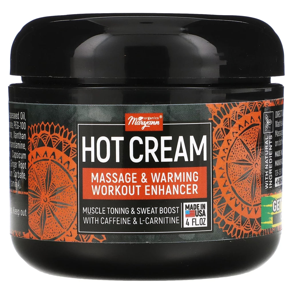 Maryann Organics Hot-Cream; Massage & Warming Workout Enhancer; 4 fl oz