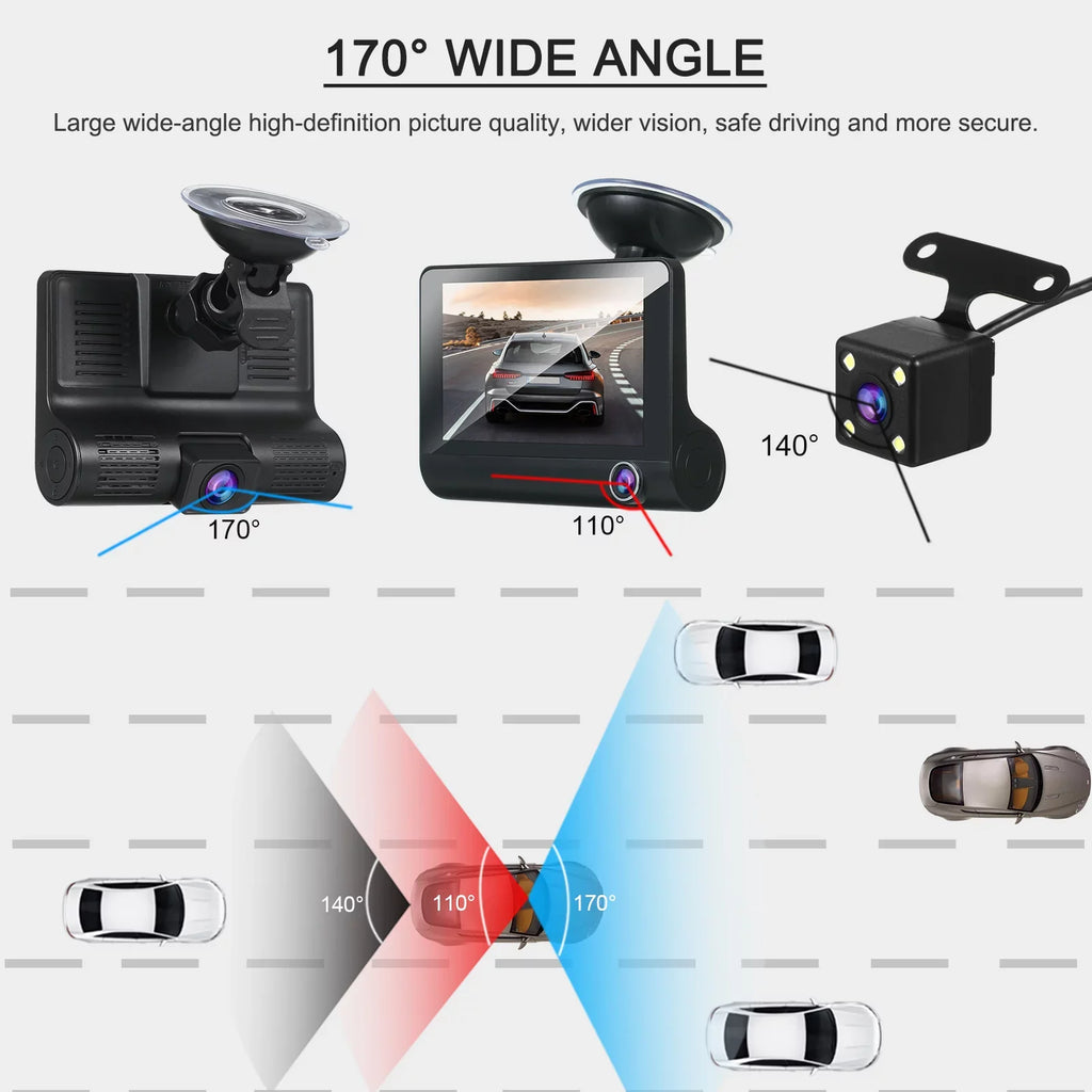 Gecheer 1080P Full HD Dash Cam with 4 cm IPS Screen Front and Rear Dual Dash Camera Driving Recorder Wide Angle