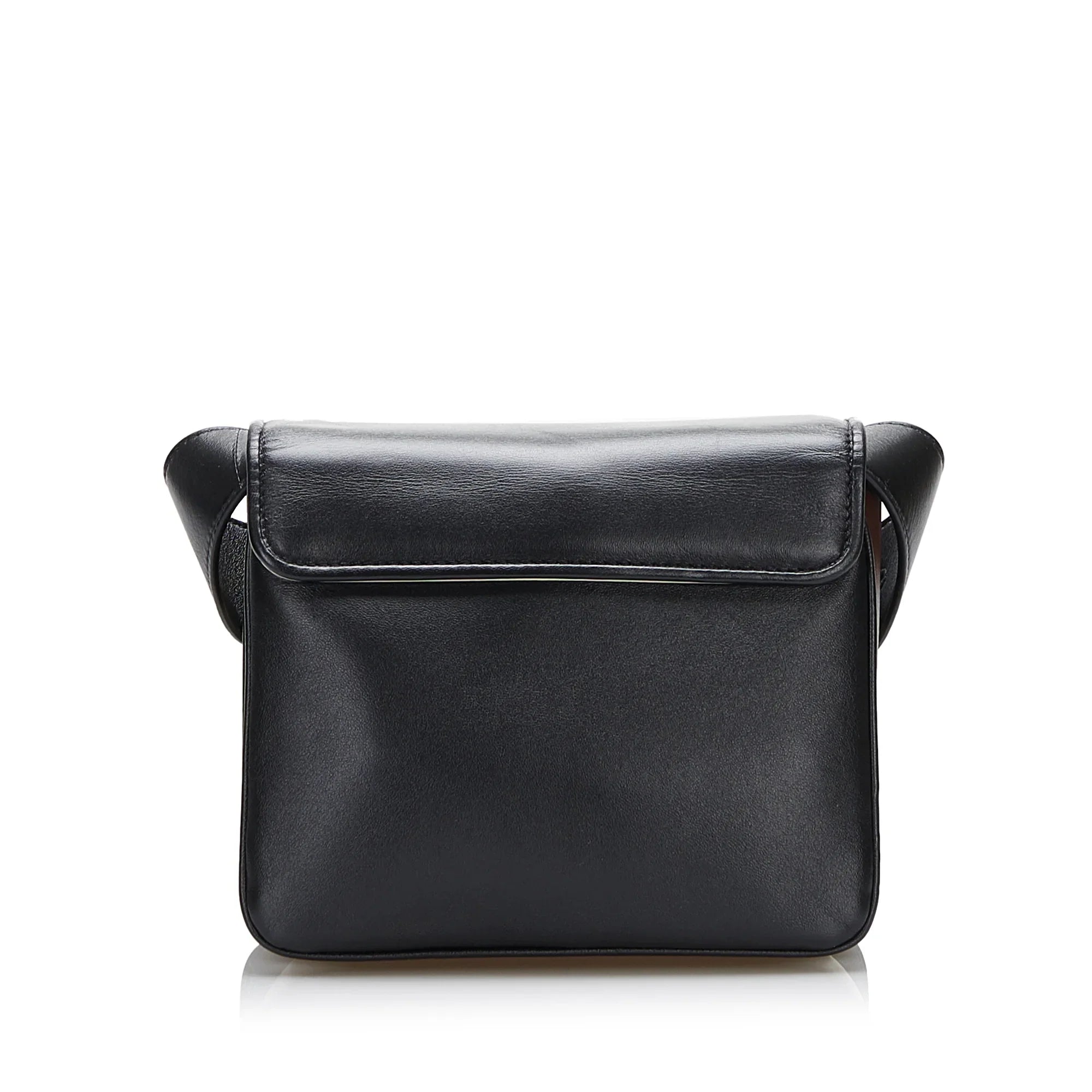 Pre-Owned Authenticated Fendi Small ID Crossbody Bag Calf Leather Black Unisex (Good)