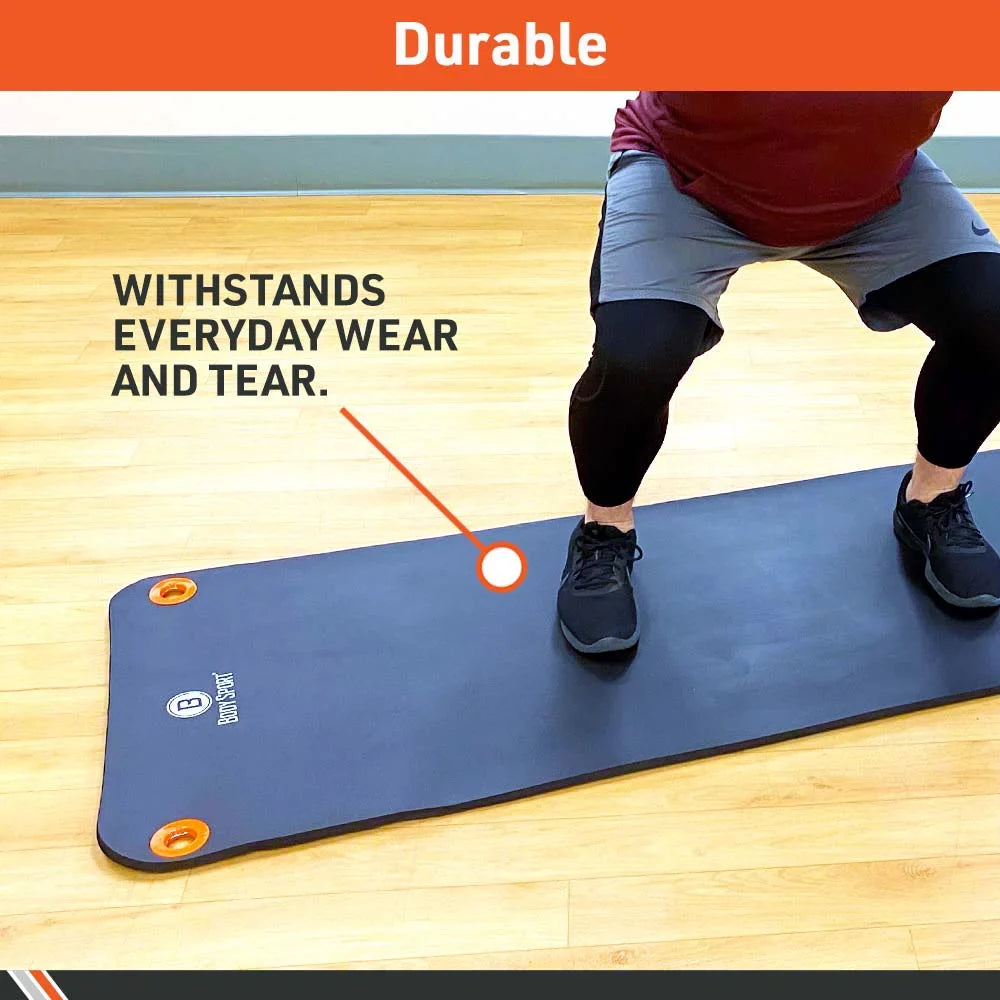BodySport Personal Exercise Mat for Men and Women – Perfect for Gyms and Fitness Training – 1 in. Thick; 72 in. Long; Black