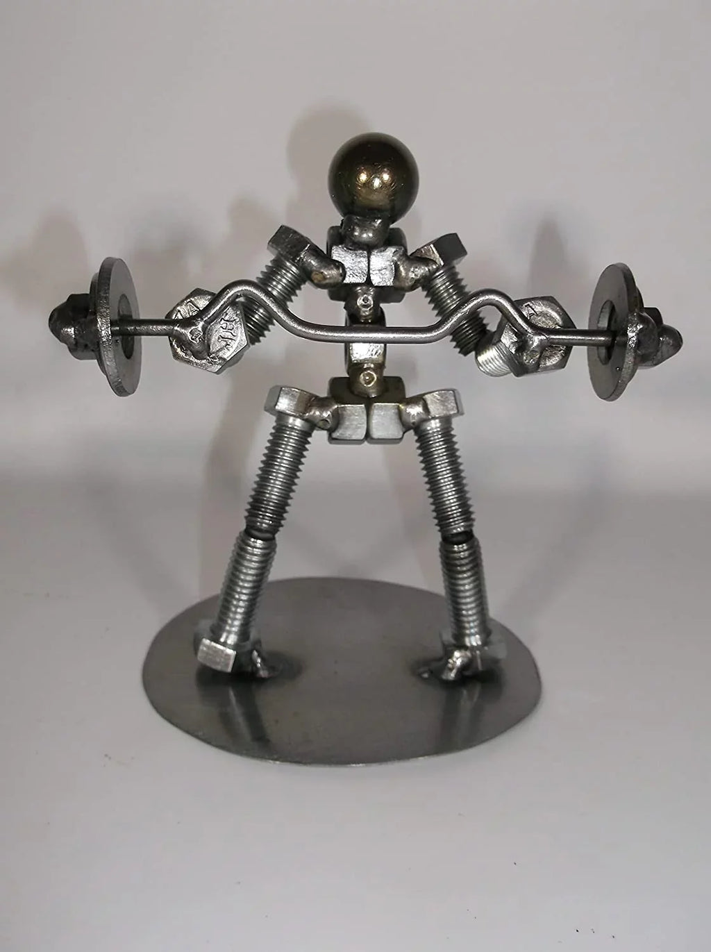 Preacher C url Weight Lifter Metal Bolt Figurine; curl bar
