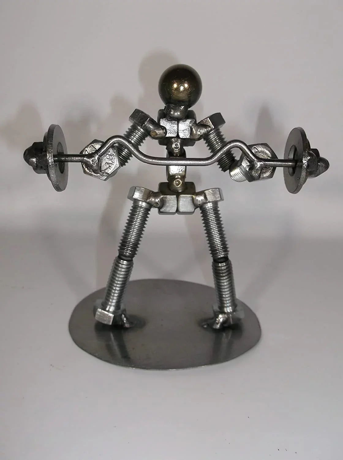Preacher C url Weight Lifter Metal Bolt Figurine; curl bar