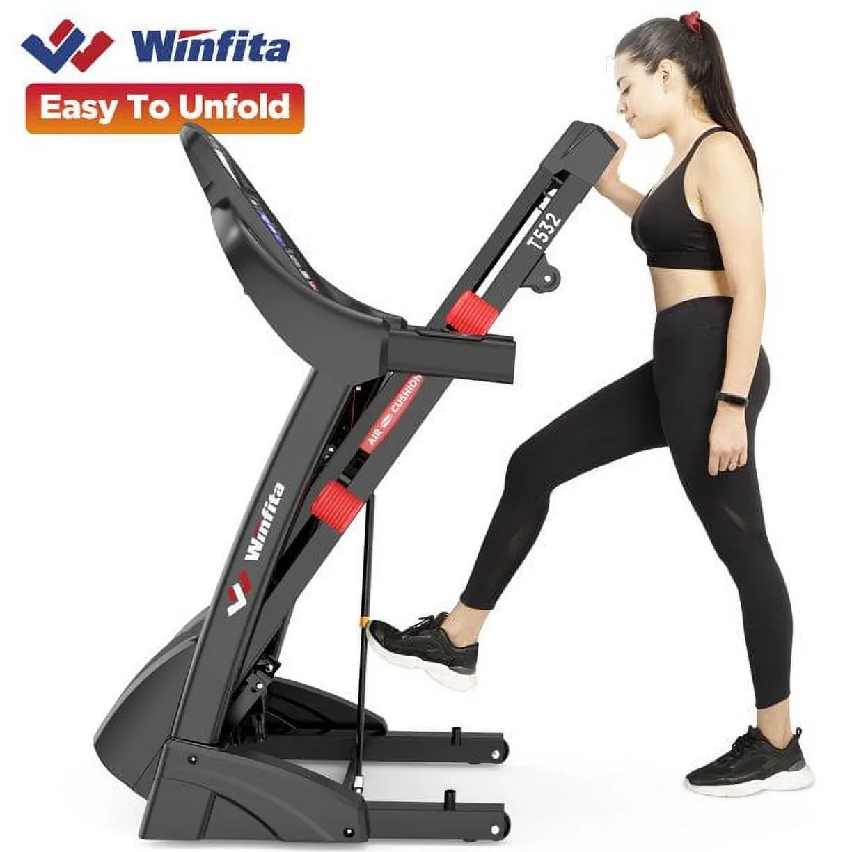 Famistar 4.5HP Folding Treadmill Clearance for Home with 15% Auto Incline 300 LBS Capacity Up to 10MPH Speed Running System