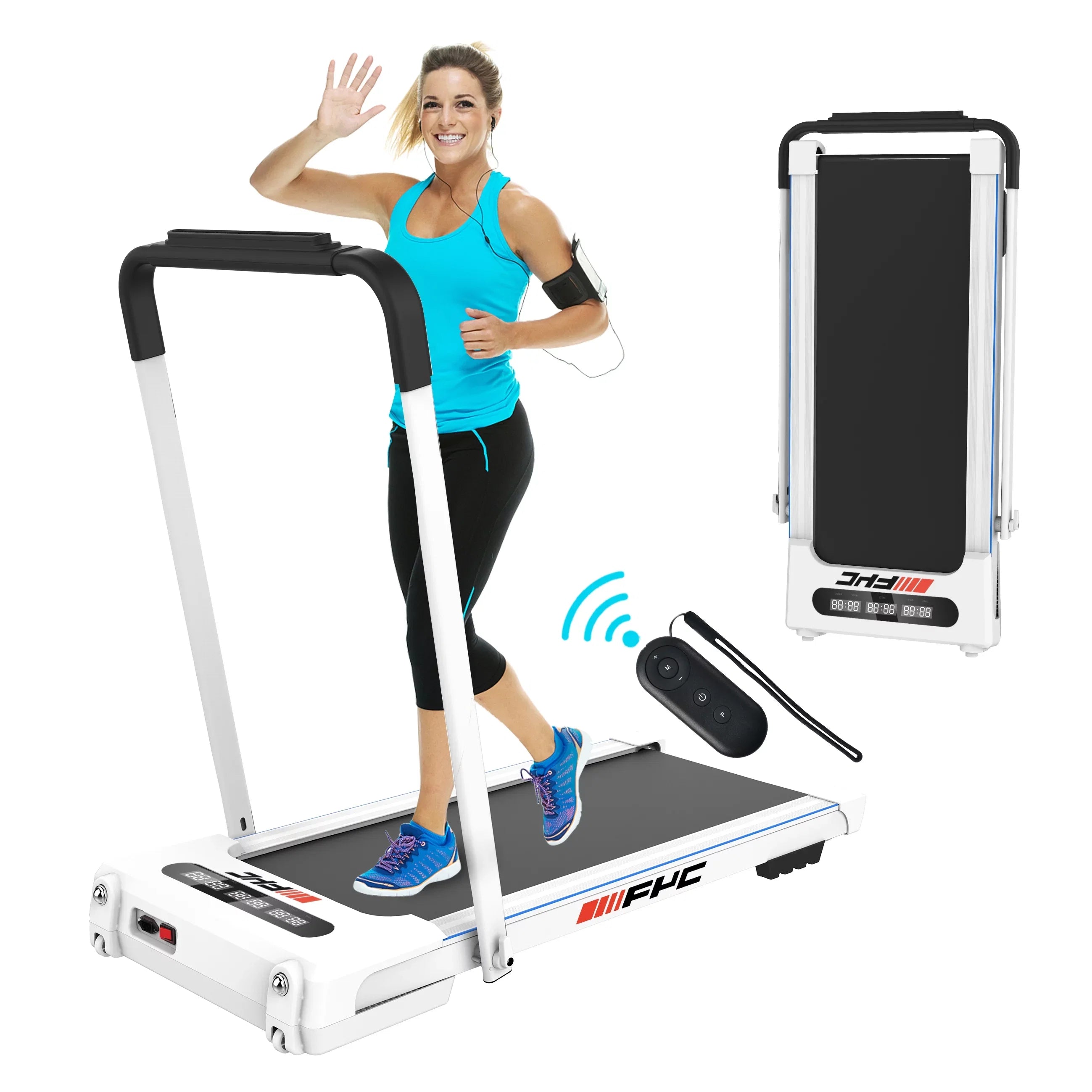 ikayaa FYC 2 in 1 Under Desk Treadmill - 2.5 HP Folding Treadmill for Home; Installation-Free Foldable Treadmill Compact Powered Running Device; Remote Control & LED Display Walking Running Joggi