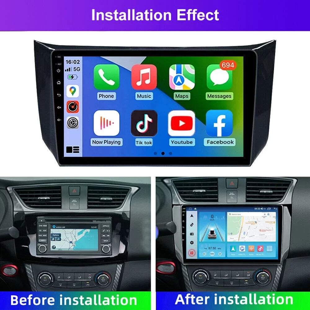 Onemayship Android Navigator for Nissan Sentra Sylphy - 2+32GB with Carplay; HD Camera; Microphone & Tool Kit 2012-18