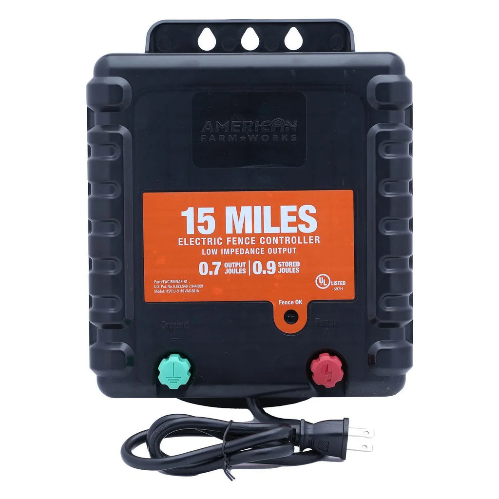 American FarmWorks 0.7 Joule 15-Mile AC-Powered Low Impedance Voltage-driven Fence Charger