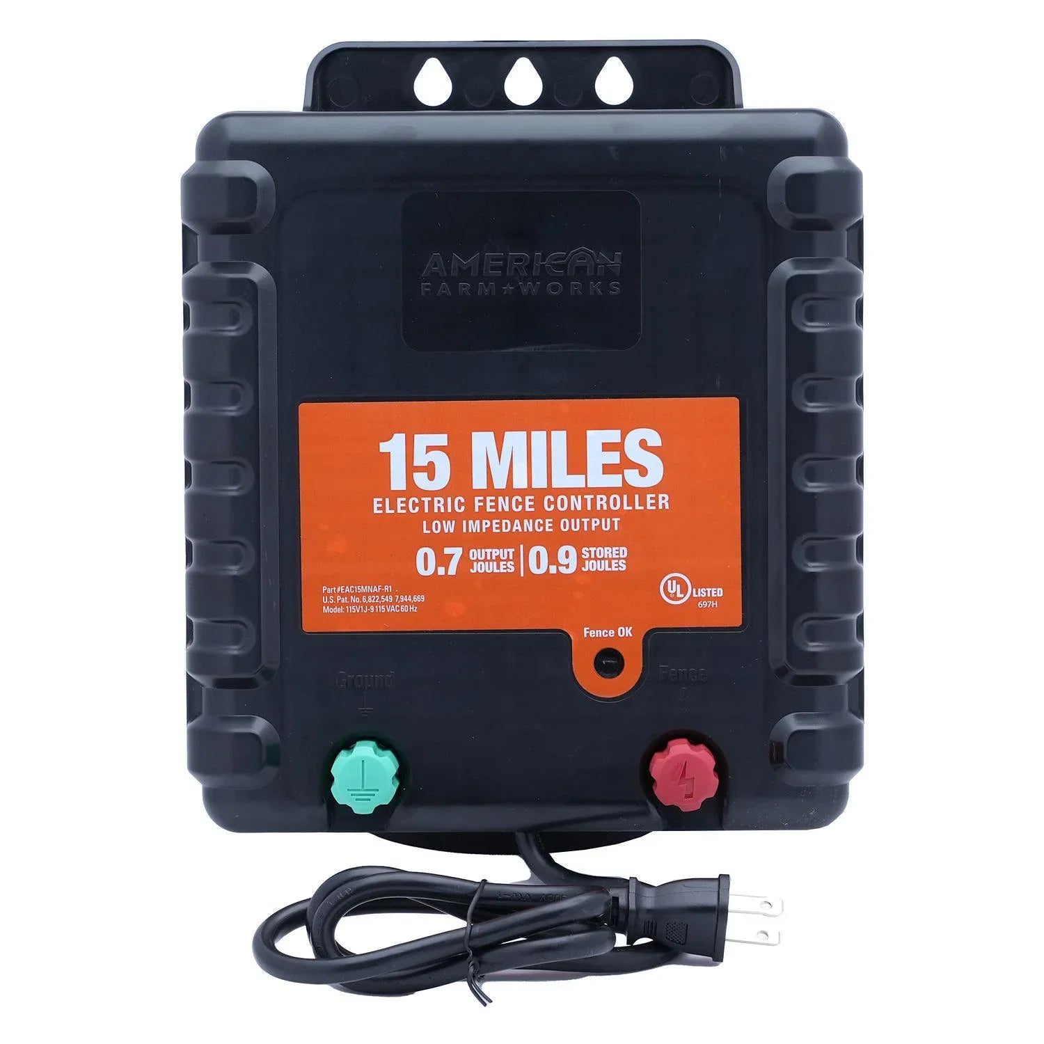 American FarmWorks 0.7 Joule 15-Mile AC-Powered Low Impedance Voltage-driven Fence Charger