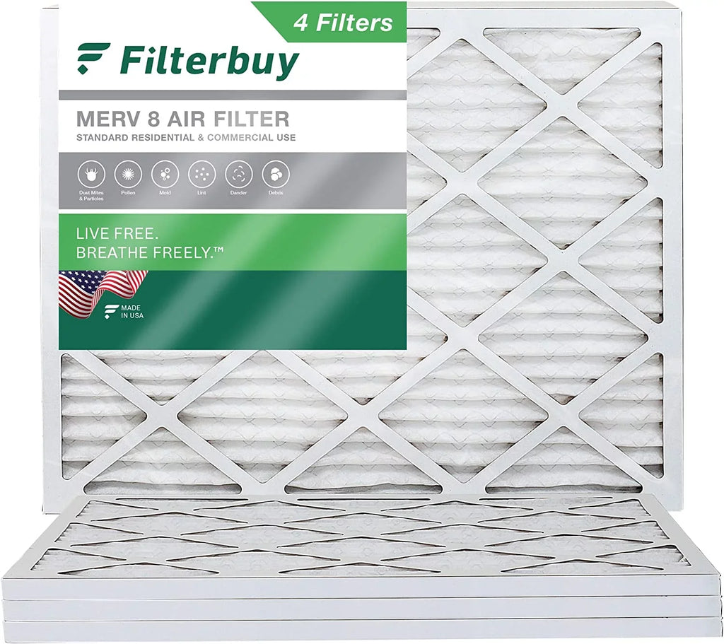 Filterbuy 16x21x1 MERV 8 Pleated HVAC AC Furnace Air Filters (4-Pack)