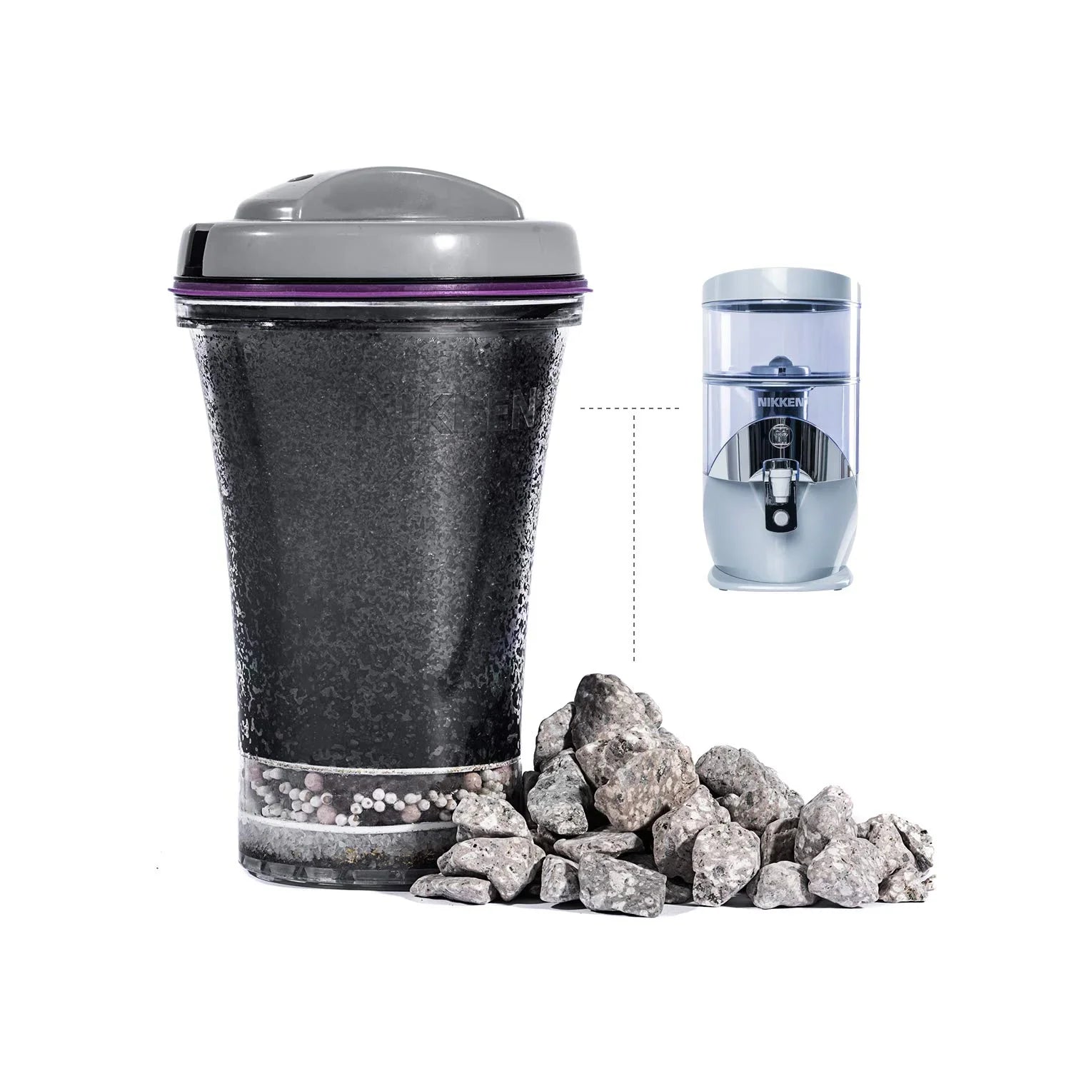 Fluidfall 1 Filter Cartridge (13845) + 1 Mineral Stones (13846) - Advanced Filter Replacement For Gravity Purifier System (1384)