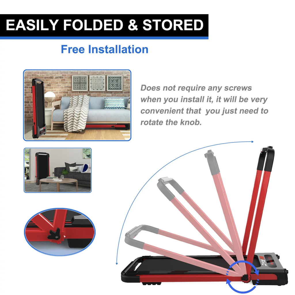 2 in 1 Under Desk Treadmill for Home; Installation-Free Foldable Treadmill Compact Voltage-driven Running System; Remote Control & LED Display Walking Running Jogging
