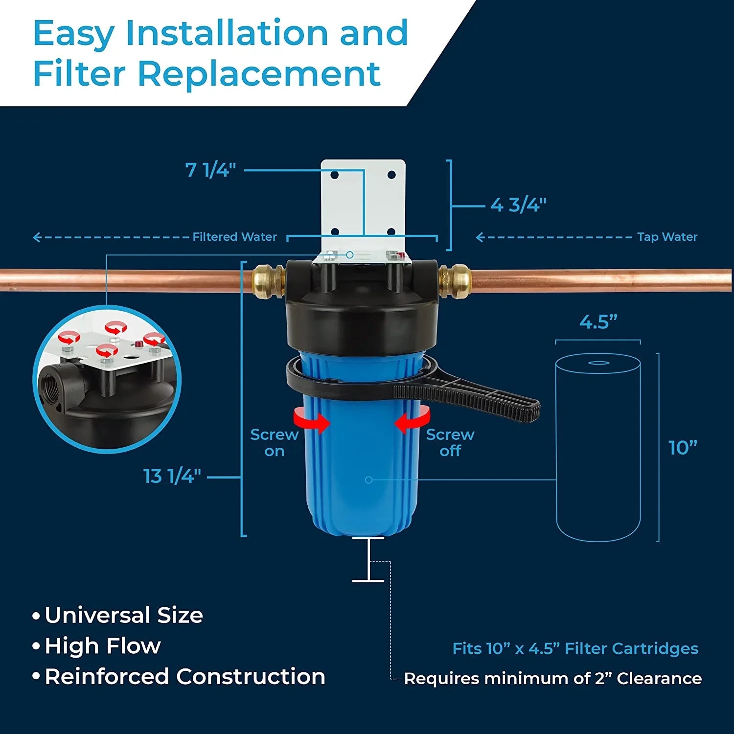 Filter Housing 10X4.5/10 foot / X 4.5" / 10 BB / 150469; 1" NPT