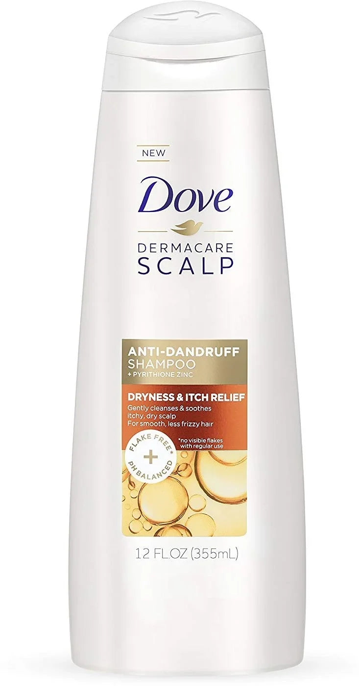 Dove Dermacare Scalp Shampoo; Dryness Itch Relief 12 oz (Pack of 3)