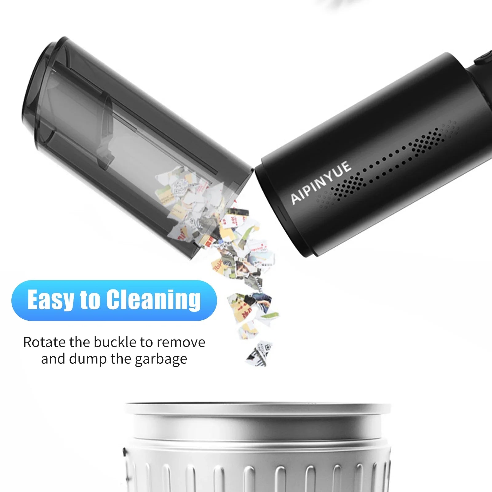moobody Vacuum Cleaner; 120W Handheld Cleaner; 6000Pa Powerful Suction; USB Powered with HEPA Filter for Cleaning Hair Dust Gravel in Home Office