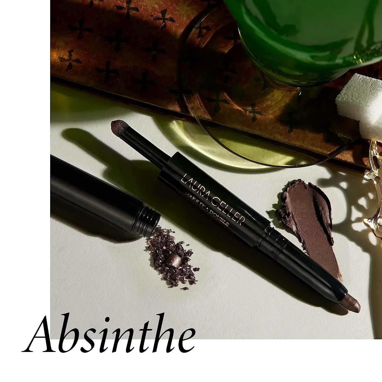 LAURA GELLER NEW YORK Make It A Double Dual-Ended Eyeshadow - Absinthe - Cream Eyeshadow Stick + Matching Powder Eyeshadow - Crease-Proof and Smudge-Proof