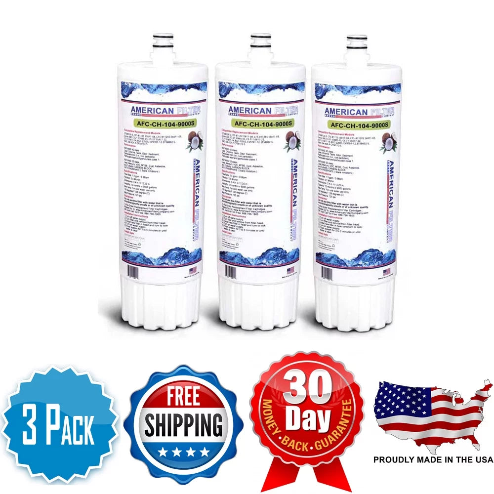 AFC Brand ; Filters ; Model # AFC-CH-104-9000S ; Compatible with 3M® Cuno® 55817-14 - 3 Pack - Made in U.S.A.