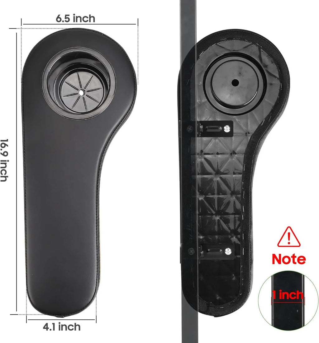 10L0L Golf Cart Armrests with Cup Holder for EZGO Club Car Yamaha Golf Cart Rear Seat; Without Drilling; Black; Set of 2