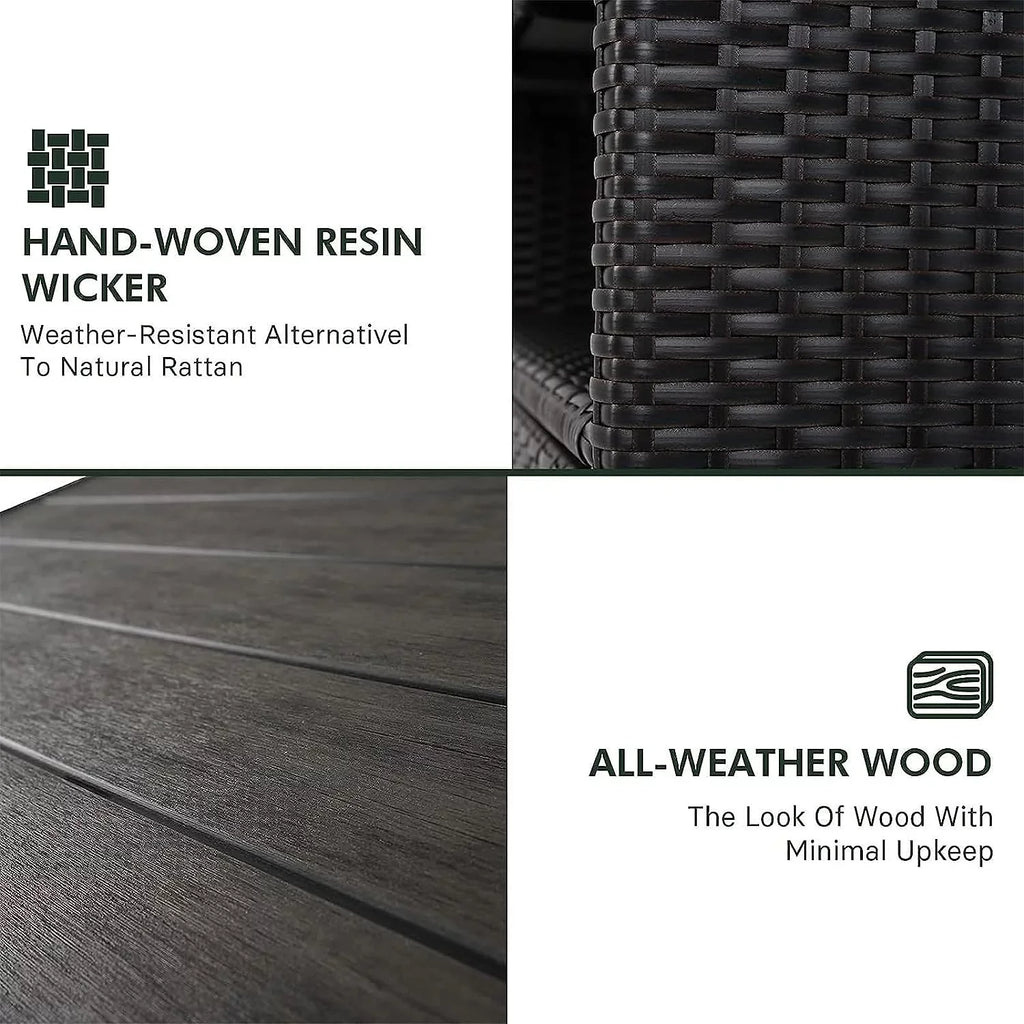 Indoor Outdoor 2-Door Wicker Storage Cabinet with Shelf; Powder Coated Steel; All Weather Resin Wicker; Dark Brown