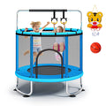 Fisca 55''Mini Trampoline for Kids; Toddler Trampoline with Basketball Hoop; Enclosure Net and Rings; Indoor Trampoline; 555lbs Load