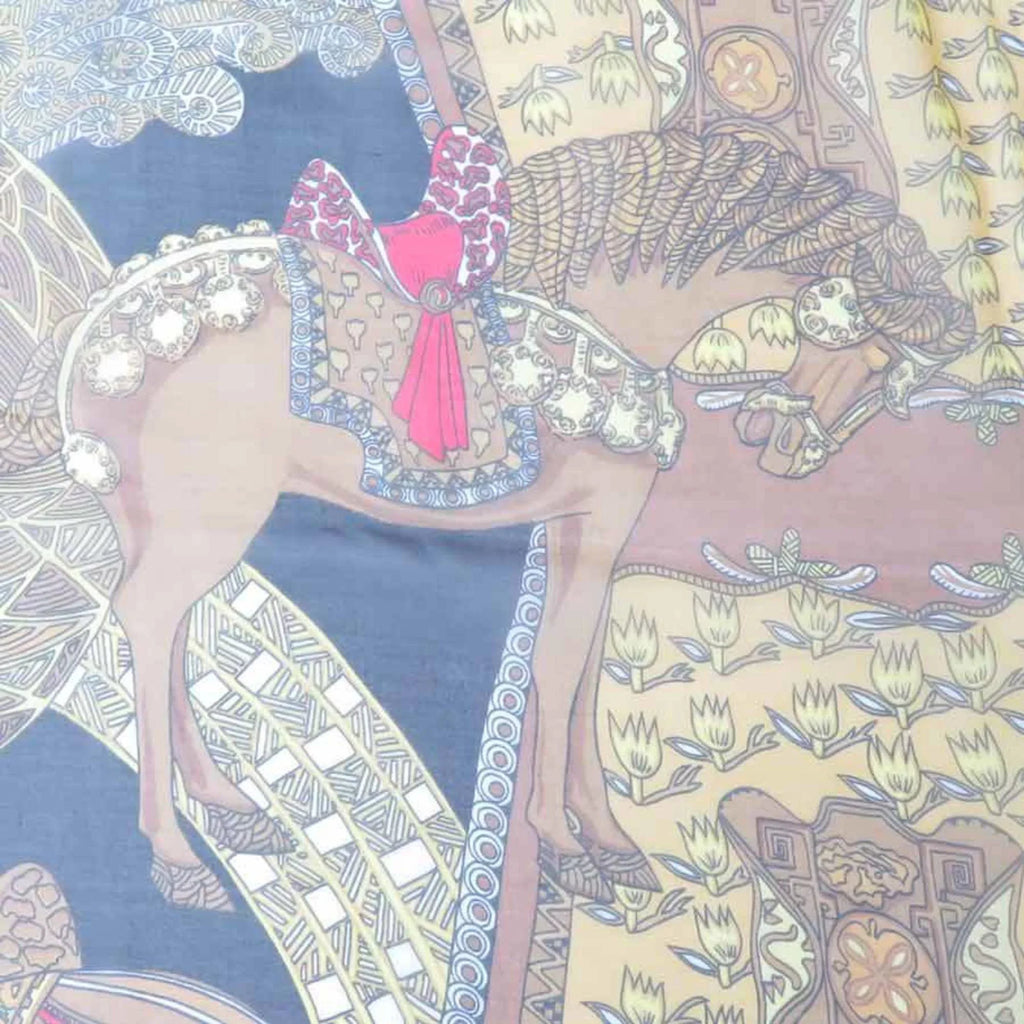 Pre-Owned Hermes HERMES Scarf ART des STEPES Step Art/Estimated Silk Black x Multicolor Unisex (Good)