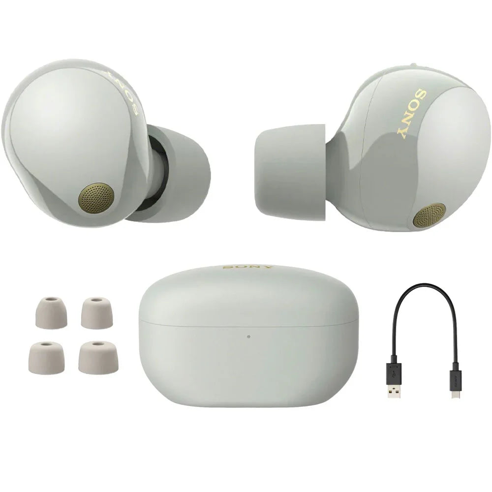 Sony WF-1000XM5 Noise Canceling Wireless Earbuds (Silver) Bundle with 2 YR Warranty
