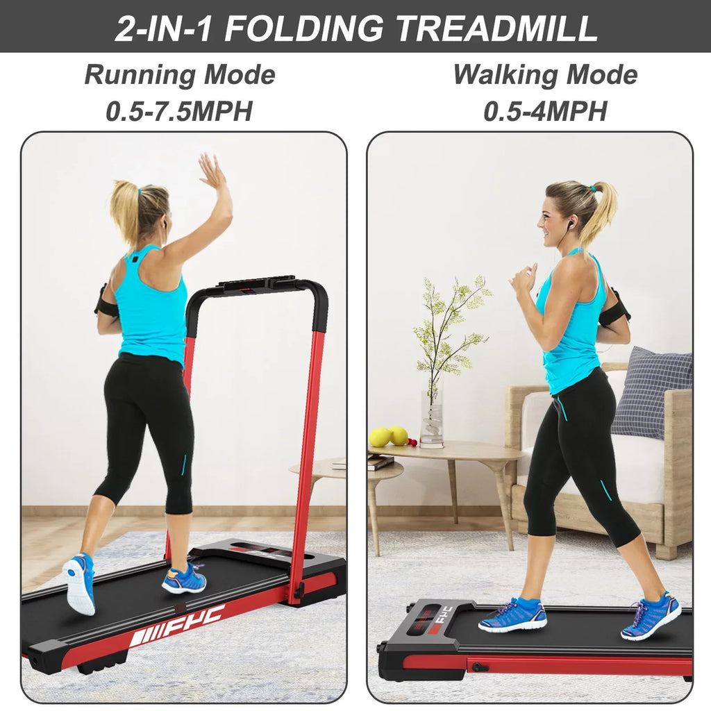 2 in 1 Under Desk Treadmill for Home; Installation-Free Foldable Treadmill Compact Voltage-driven Running System; Remote Control & LED Display Walking Running Jogging